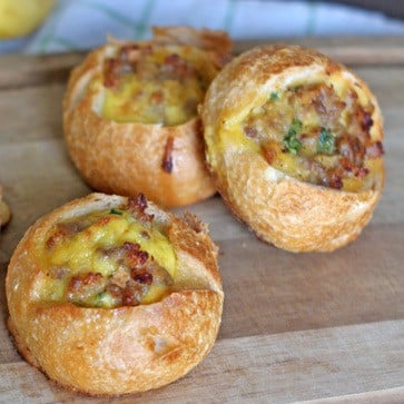 Sausage and Egg Stuffed Sourdough Savory Breakfast Rolls 