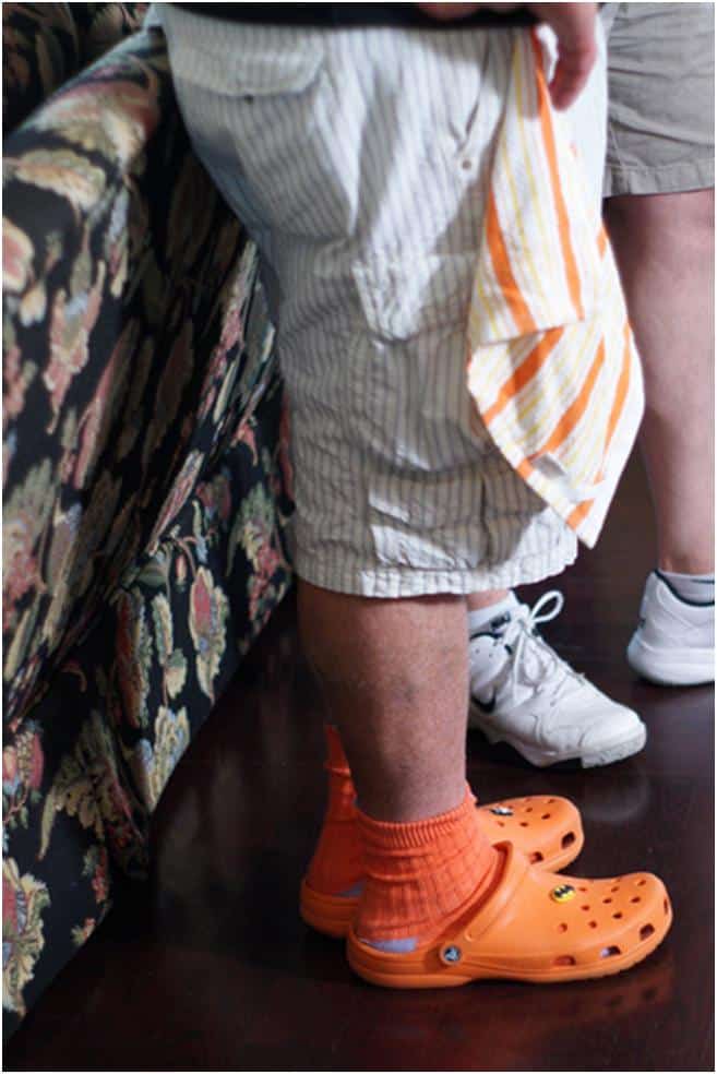 close up of Mario Batalli's crocks