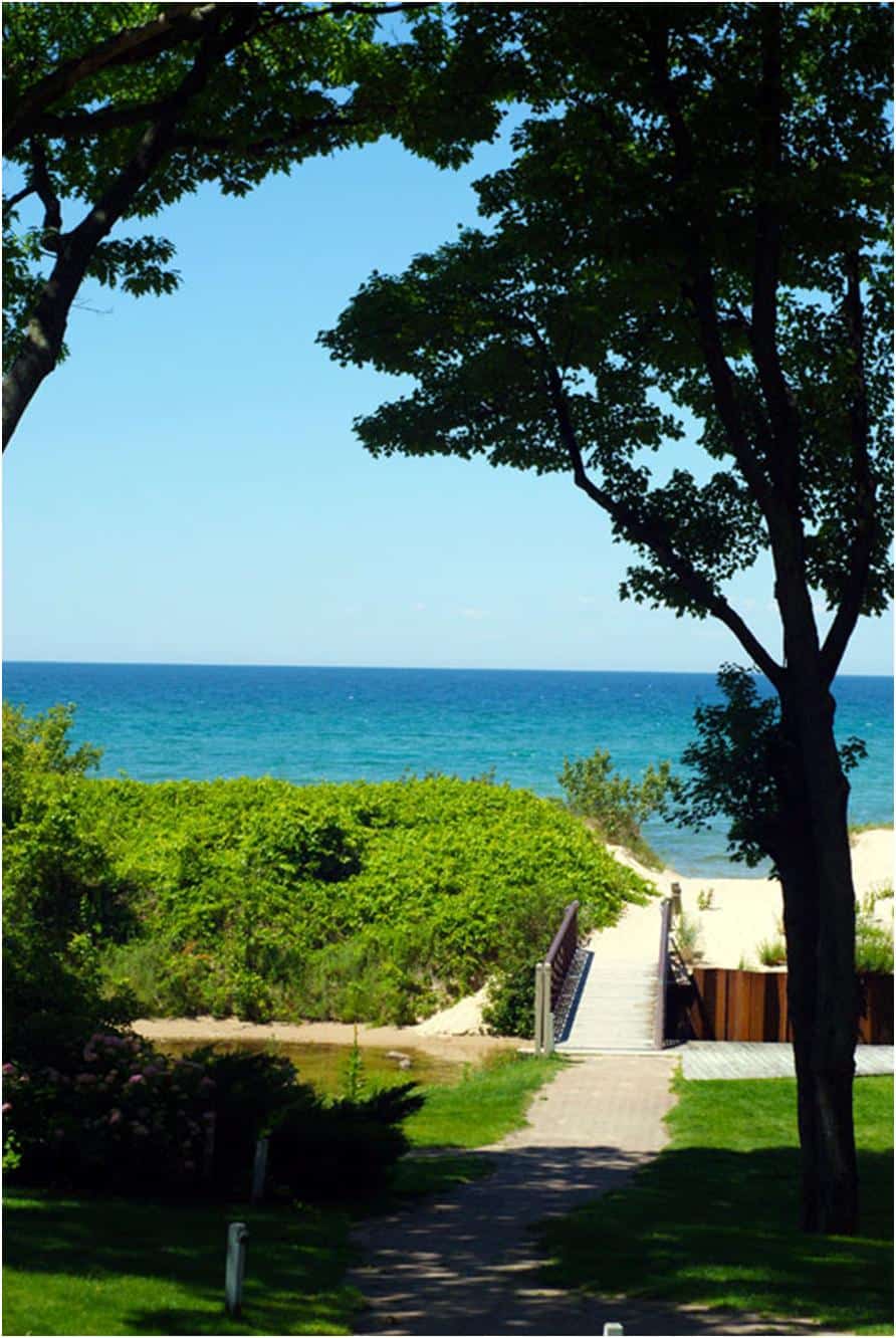 lake Michigan and a sandy beach