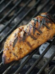 Grilled chicken breast on the grill