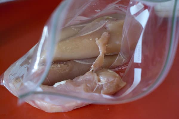 chicken breasts in a ziplock bag