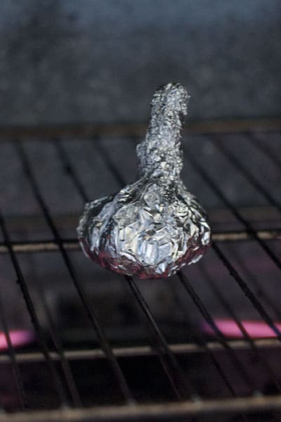 Roasted Garlic in the oven wrapped in aluminum foil