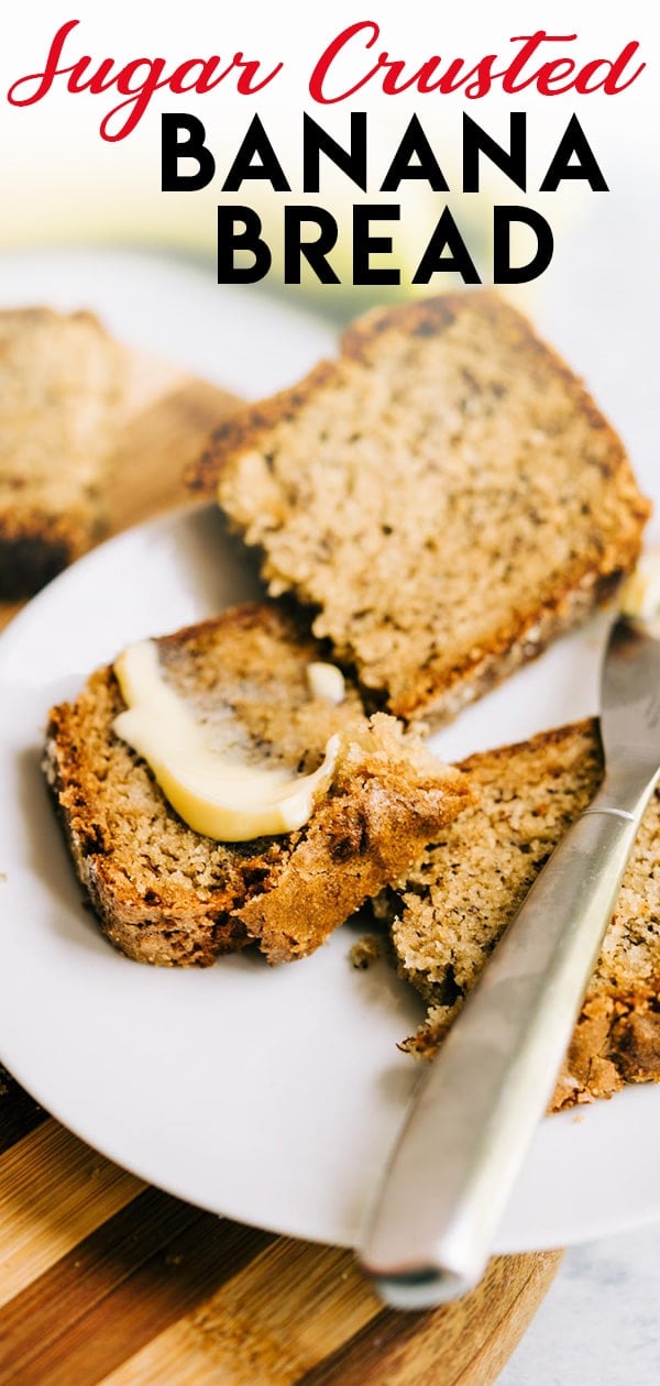 Super moist and tender, this bread is coated with a sugary crust! Add chocolate chips or toasted walnuts for an ultimate banana bread recipe! Sturdy enough for toasting and won't crumble! All recipes on HLF are community tested before posting, are 100% delicious and work! via @hlikesfood