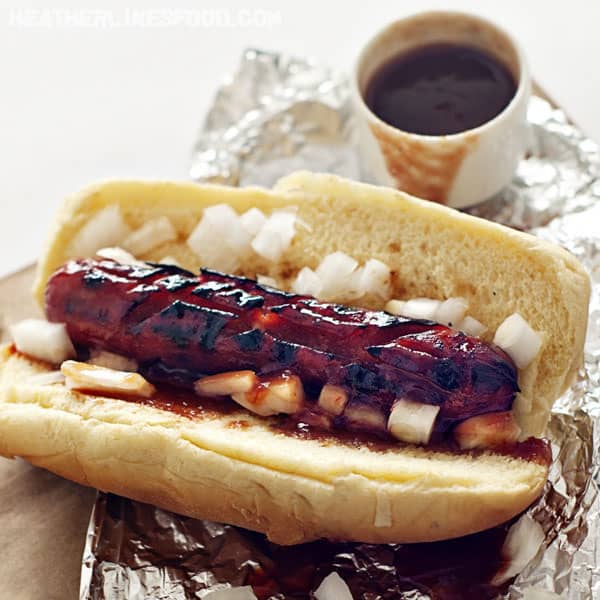 Sweet Marinated Grilled Hot Dogs