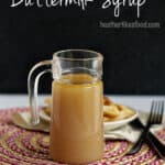 Creamy Buttermilk syrup in a glass jar.