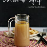 Creamy Buttermilk syrup in a glass jar.