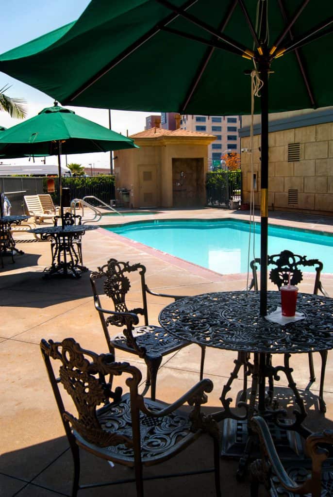 Pool area at Ayres Inn.