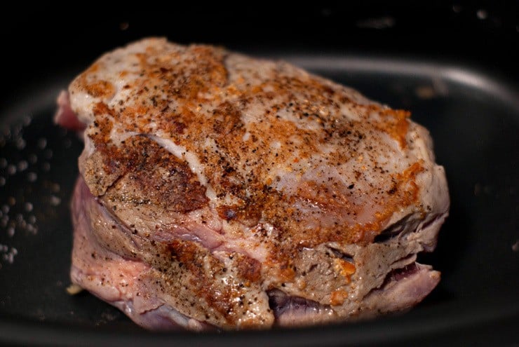 Pulled Pork meat on a skillet.