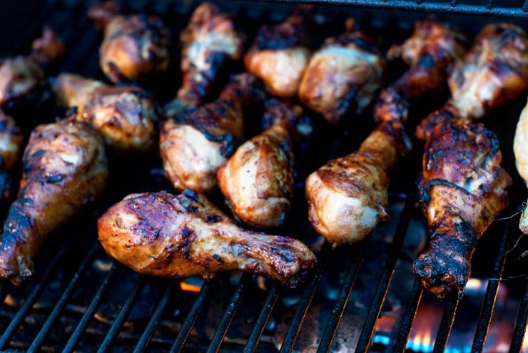 Delicious Grilled Chicken on a fire grill.