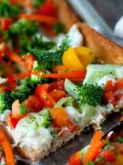 Garden Vegetable Appetizer Pizza | heatherlikesfood.com