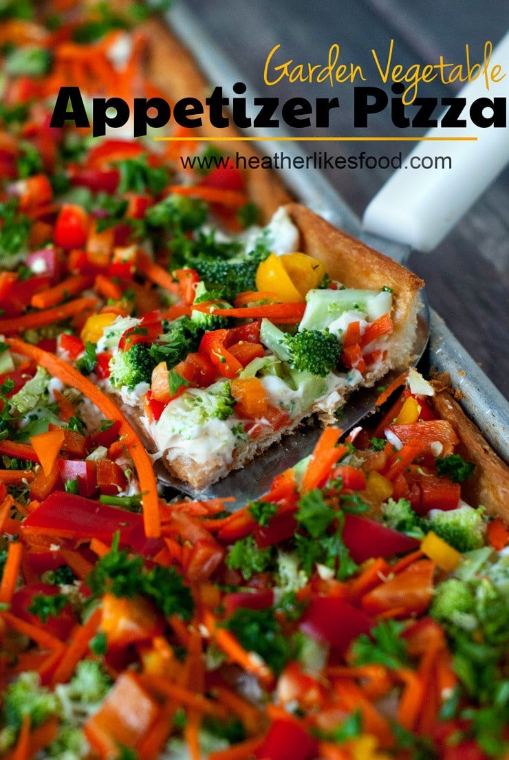 Garden Vegetable Appetizer Pizza | heatherlikesfood.com