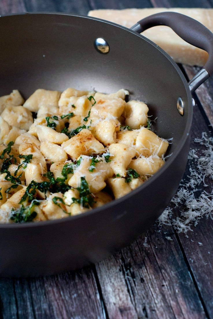 Ricotta Gnocchi with Browned Butter and Fried Basil | Heather Likes Food