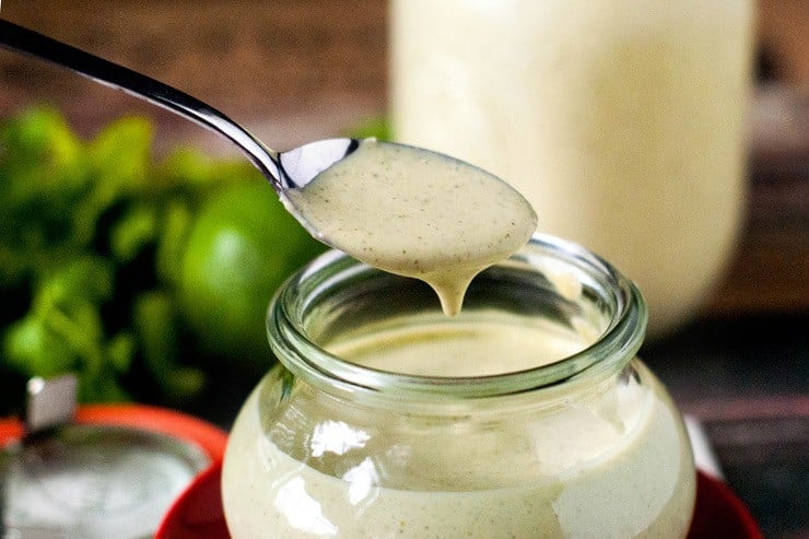 Creamy Cilantro Lime Dressing, just Like Cafe Rio! There are very few things I'd pour over my cereal, but this dressing is so good you'll want to put it on EVERYTHING! 