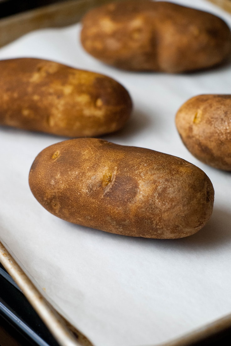 Baked Potatoes just like you get at the fancy steakhouses! Super simple and so, so easy! 