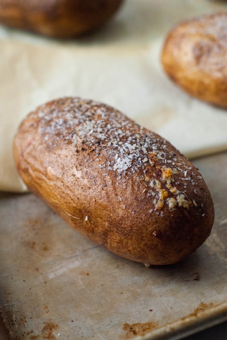 Baked Potatoes just like you get at the fancy steakhouses! Super simple and so, so easy! 