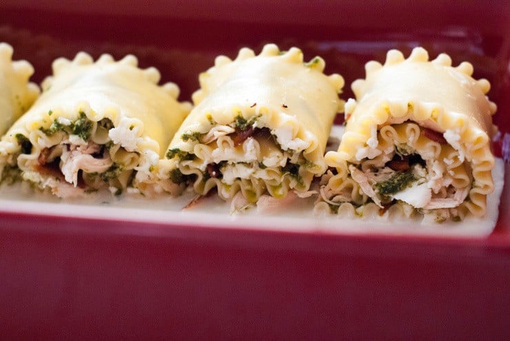 Skinny Chicken Bacon And Pesto Lasagna Roll Ups Heatherlikesfood Com