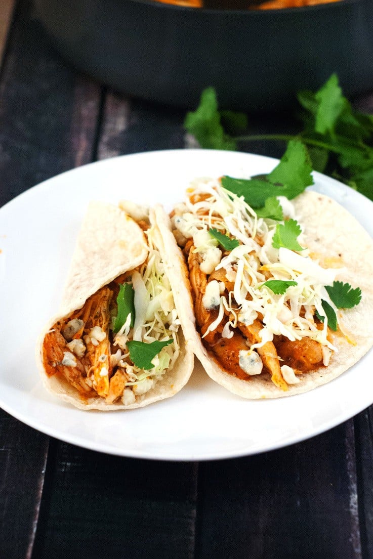 Buffalo Ranch Chicken Tacos | heatherlikesfood.com