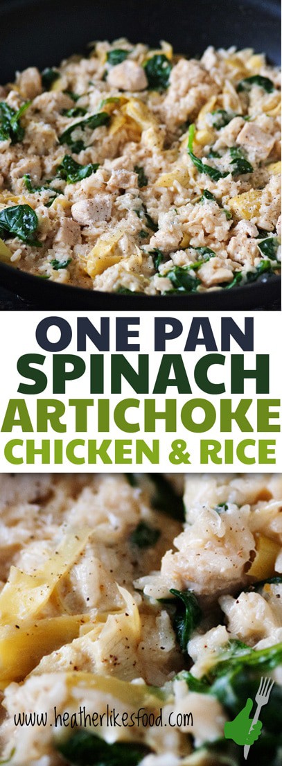 One Pan Spinach Artichoke Chicken and Rice
