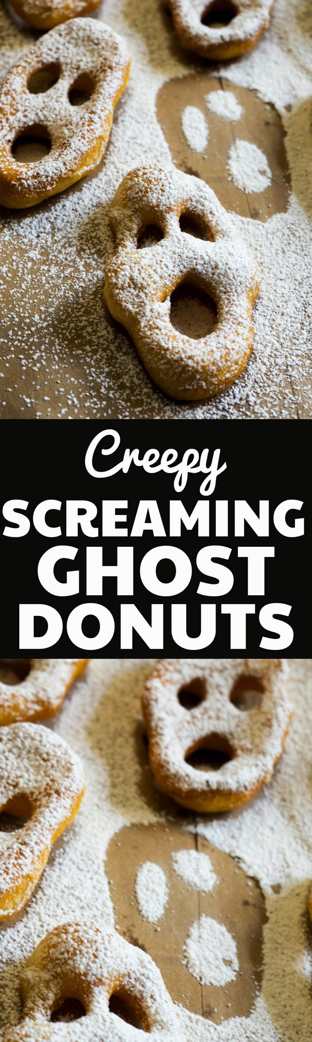 These Screaming Ghost Donuts are the perfect easy dessert for a creepy party this halloween! They are so easy to make using refrigerated biscuit dough and are always a hit!