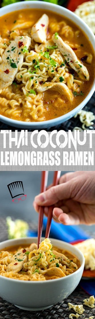 I love little short cuts in the kitchen and this Thai Coconut Lemongrass Ramen makes for a super flavorful meal without taking a ton of time to make thanks to cheap-o ramen noodles and ready made curry and lemon grass pastes. Easy and so, so flavorful!