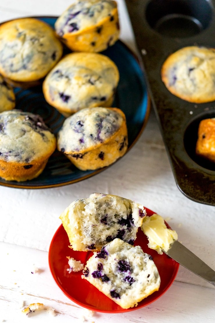 One bowl + one short-cut ingredient = easy blueberry muffins! SO EASY, even a baby can make them! REALLY!!