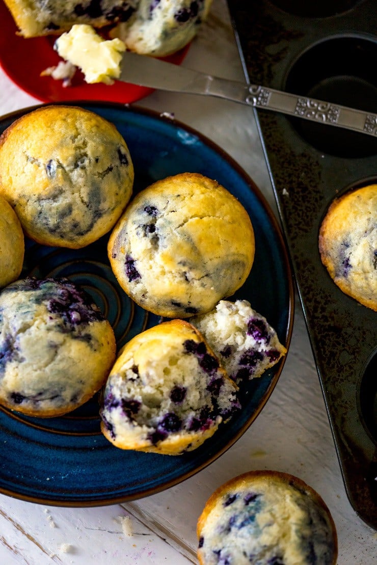 One bowl + one short-cut ingredient = easy blueberry muffins! SO EASY, even a baby can make them! REALLY!!