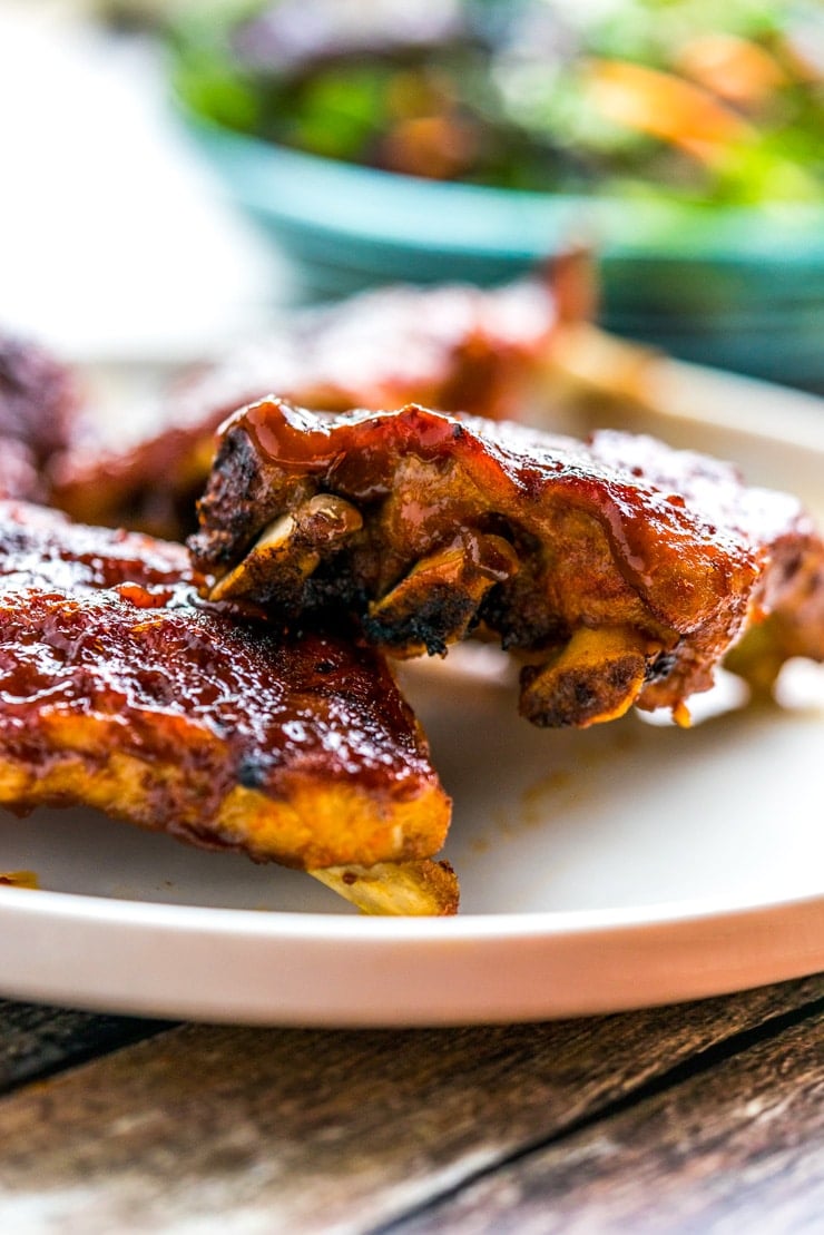 Instant Pot BBQ Ribs on a white plate