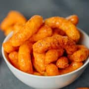 Candied Caramel Cheetos In white bowl