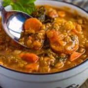 Instant Pot Lentil Soup cooked in the Instant Pot is a quick and easy soup that is filled to the brim with flavor. 