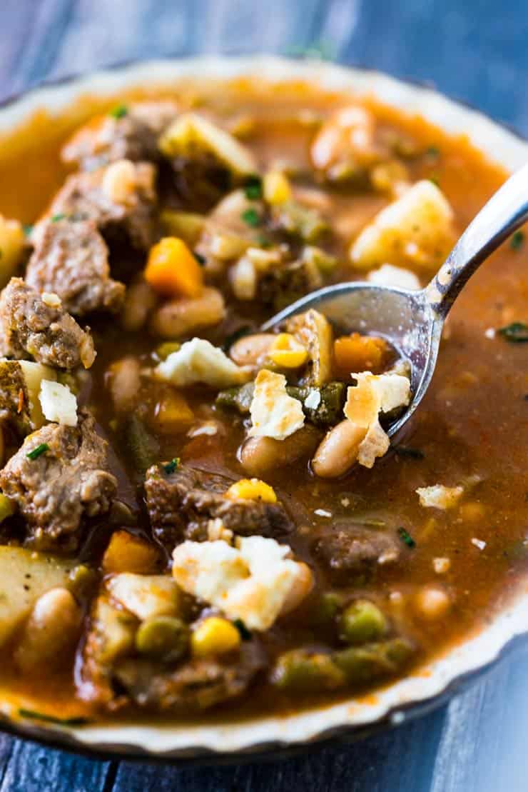 Homemade Vegetable Beef Soup-- a super flavorful Instant Pot Soup Recipe!