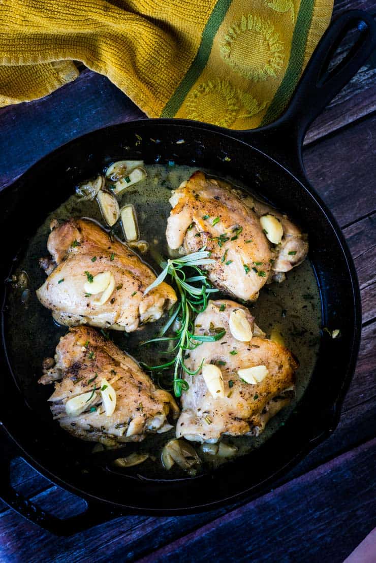  This garlic herb chicken is made in ONE PAN and is a super simple dinner that is flavorful and moist! What a great way to use up your leftover herbs from Thanksgiving!