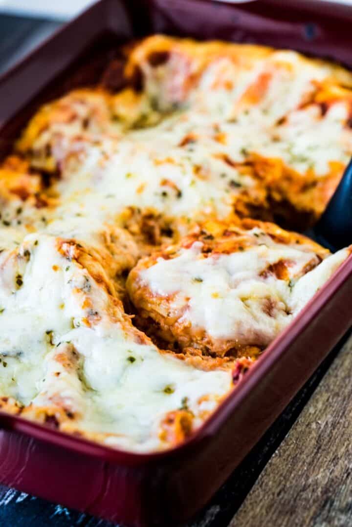 Easy Cheesy Meatless Lasagna Recipe using No-Boil Noodles