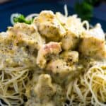 Instant Pot Chicken Divan with pasta on plate