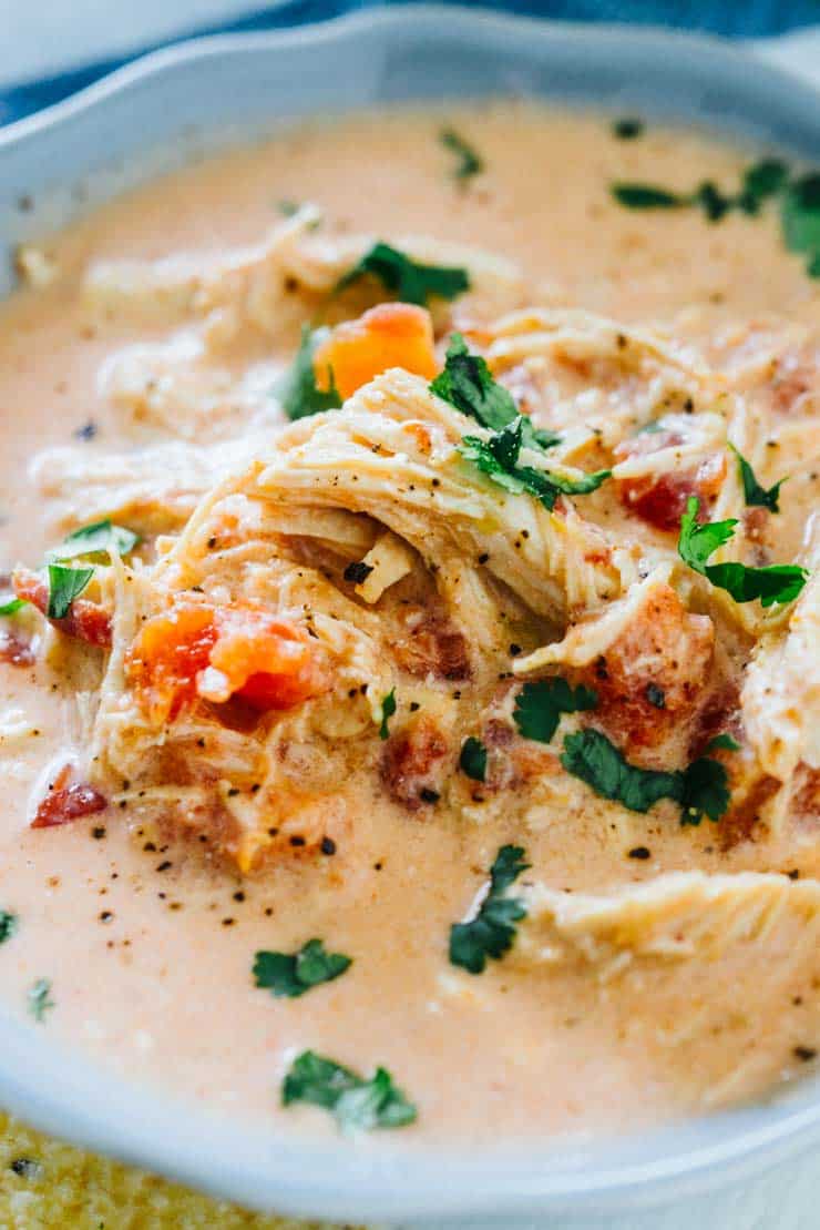 Zesty Queso Chicken Keto Soup Make In The Slow Cooker Or