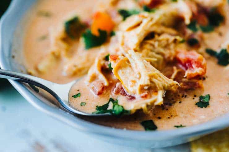 Zesty Queso Chicken Keto Soup Make in the Slow Cooker or Instant Pot!