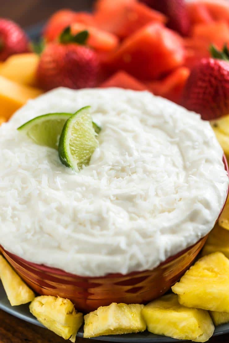 Easy Coconut Lime Cream Cheese Fruit Dip