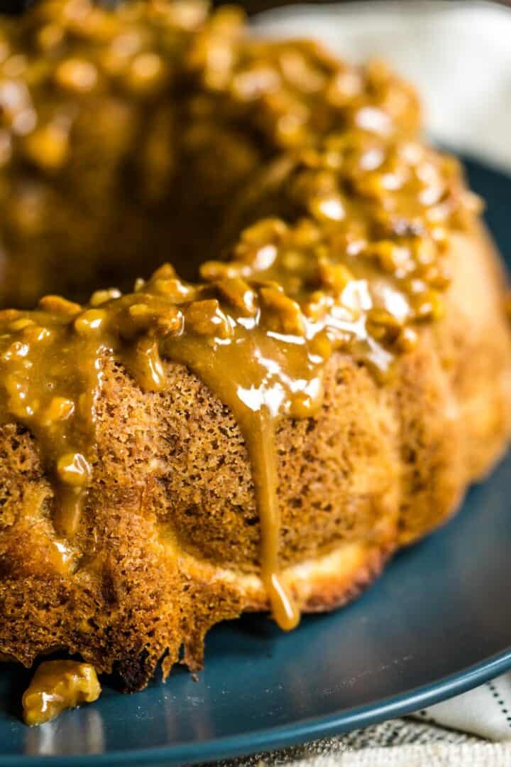 Apple Bundt Cake with Caramel Pecan Frosting, Moist, Rich & Fully Spiced