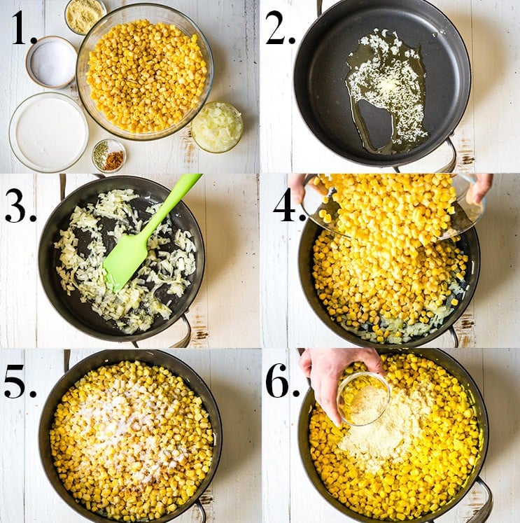 Step-by-step pictures of how to make homemade creamed corn
