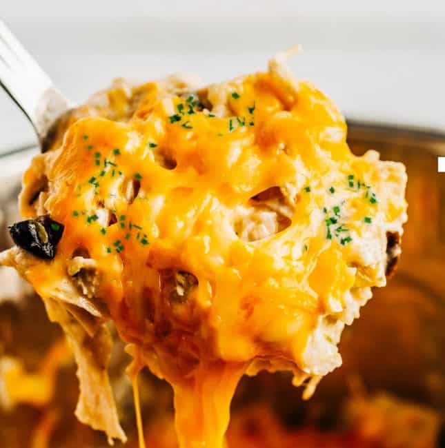 Instant Pot Sour Cream Chicken Enchilada Casserole Heather Likes Food